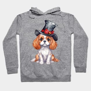 Watercolor Cavalier King Charles Spaniel Dog in Magic Hat Hoodie